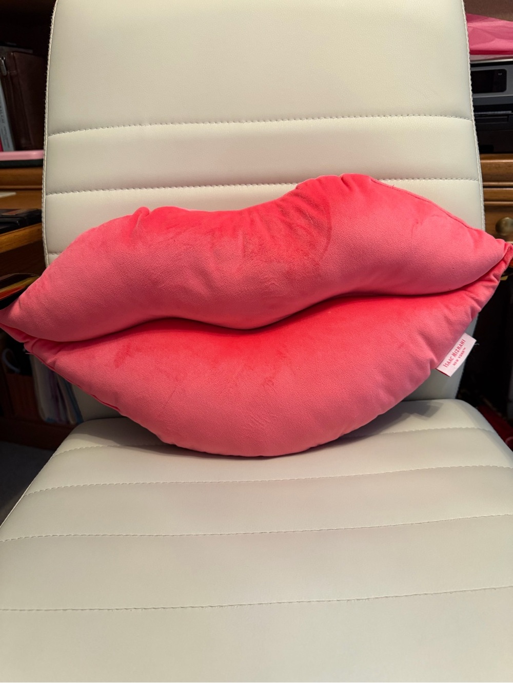 Isaac Mizrahi Coral Pink Lip-Shaped Accent Pillow